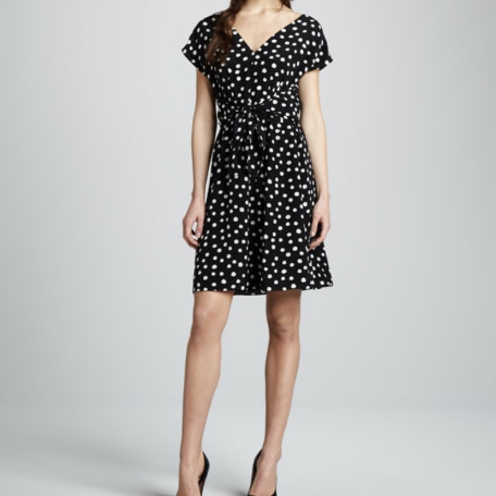 Rebecca Taylor Size 2 Polka-Dot Silk Tie-Waist Dress